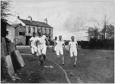 Antique photograph of the British Empire: Running race in England