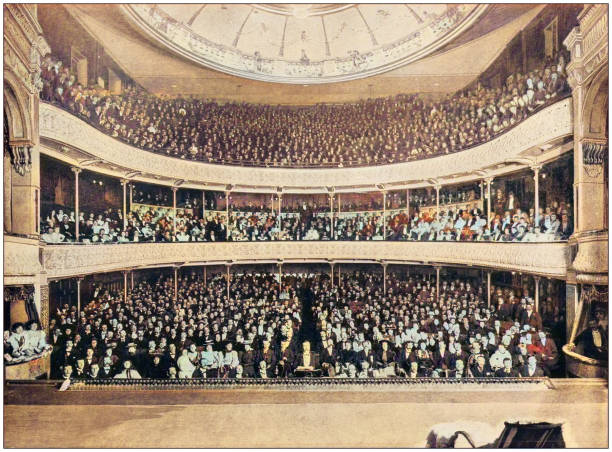 Antique photograph of the British Empire: Saturday night in the Princess's Theatre, Melbourne stock photo