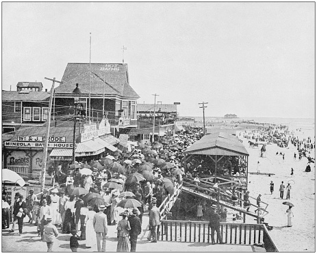Antique photograph of World's famous sites: Board walk, Atlantic City, New Jersey