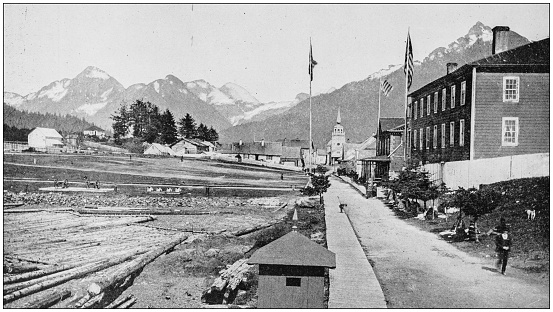 Antique photograph of World's famous sites: Indian Avenue, Sitka, Alaska