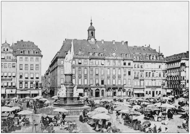 Antique photograph of World's famous sites: The Altmarkt, Dresden, Germany Antique photograph of World's famous sites: The Altmarkt, Dresden, Germany dresden germany stock illustrations
