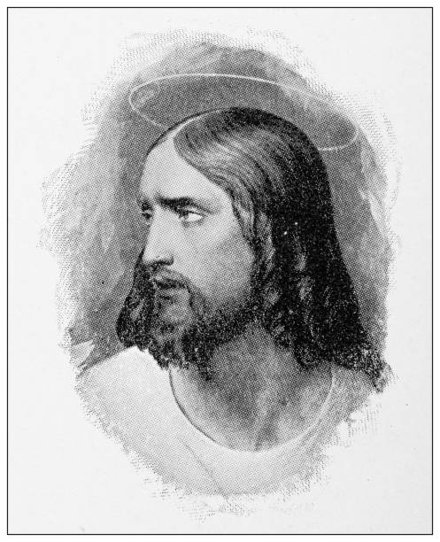 Antique portrait: Jesus stock photo