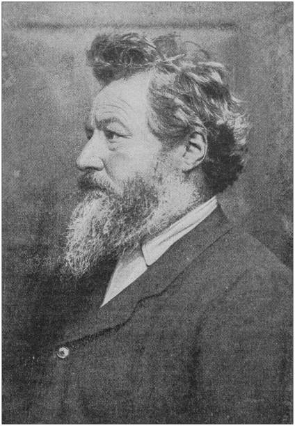 Antique portrait of famous men: William Morris stock photo
