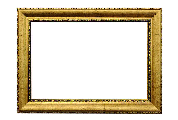 antique rectangular, gold frame on a white backround - yapı i̇skeleti stok fotoğraflar ve resimler