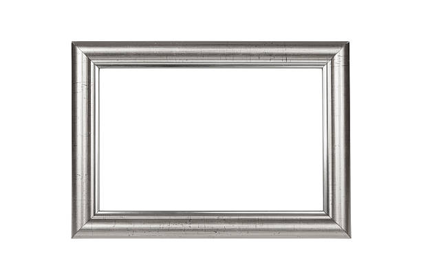 Antique silver frame with cracked paint on white background Silver frame isolated on white background with clipping path silver colored photos stock pictures, royalty-free photos & images