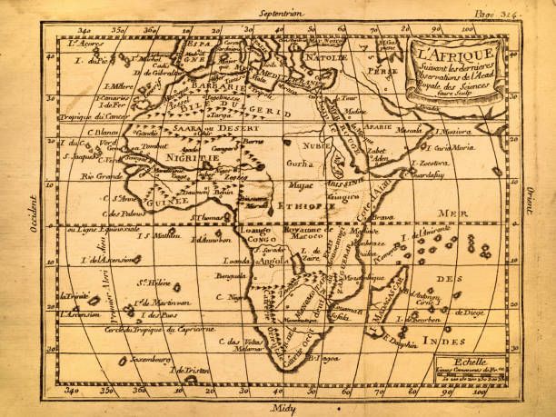 Antique world map, africa stock photo