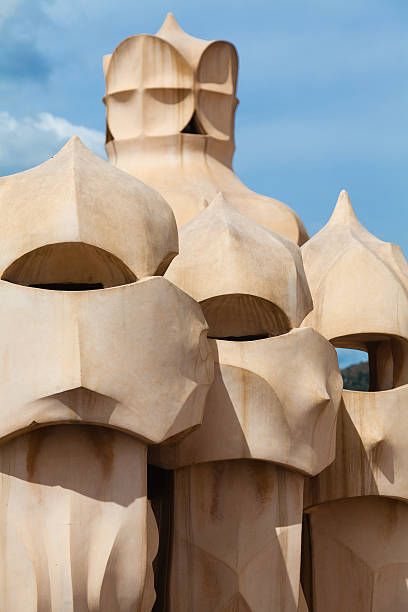 Antoni Gaudi's work at the roof of Casa Mila Barcelona, Spain - April 14, 2012: Antoni Gaudi's work at the roof of Casa Mila on Apr 14, 2012 in Barcelona, Spain. Popularly known as La Pedrera, this modernist house was built between 1906 and 1910. casa mil�� stock pictures, royalty-free photos & images
