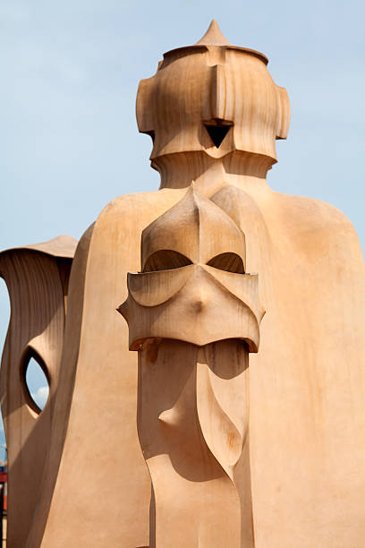 Antoni Gaudi's work at the roof of Casa Mila Barcelona, Spain - April 14, 2012: Antoni Gaudi's work at the roof of Casa Mila on Apr 14, 2012 in Barcelona, Spain. Popularly known as La Pedrera, this modernist house was built between 1906 and 1910. casa milà stock pictures, royalty-free photos & images