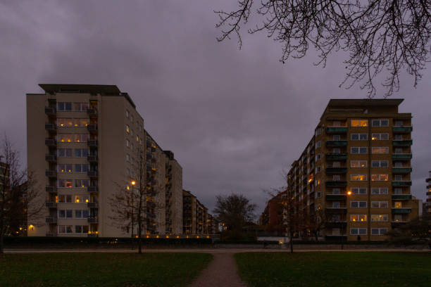 apartment buildings in malmö, sweden - malmo imagens e fotografias de stock