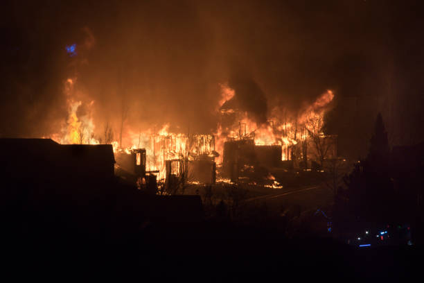 Apocalyptic wild fires burn Superior homes in Marshall fire outside Boulder Colorado stock photo