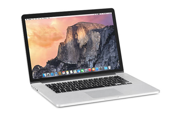 Apple 15 inch MacBook Pro Retina with OS X Yosemite stock photo