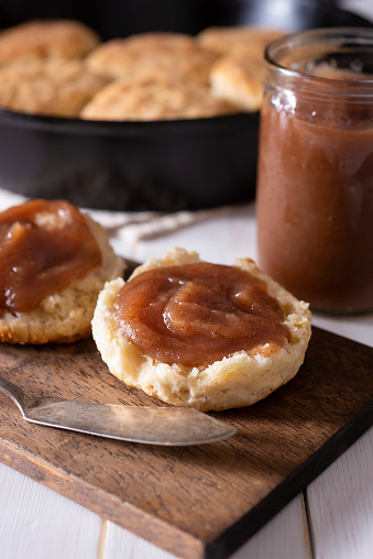 Homemade Apple Butter with Cast Iron Skillet Biscuits