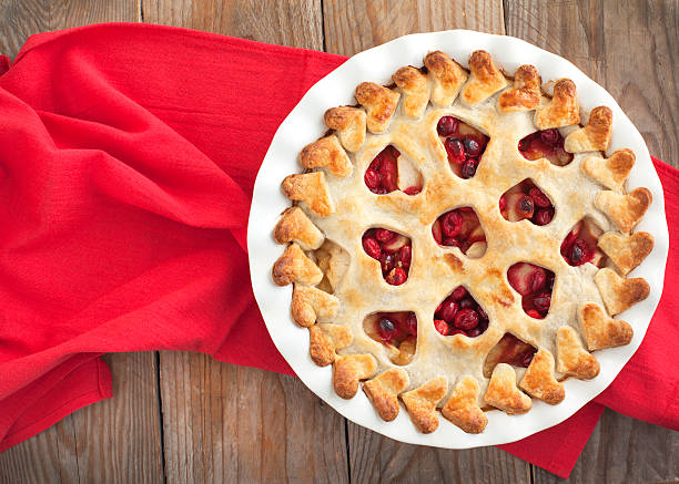 Apple cranberry pie stock photo