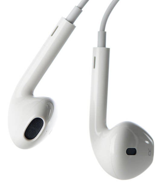 Apple EarPods Headphones (Isolated on White) stock photo