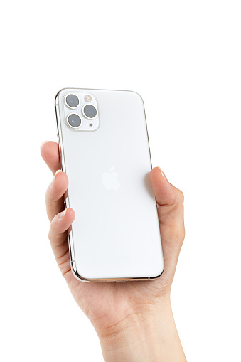 Apple Iphone 11 Pro Silver Color In Hand On A White Background New Smartphone From The Company Apple Closeup Stock Photo Download Image Now Istock