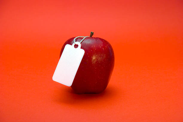 Apple on Red stock photo