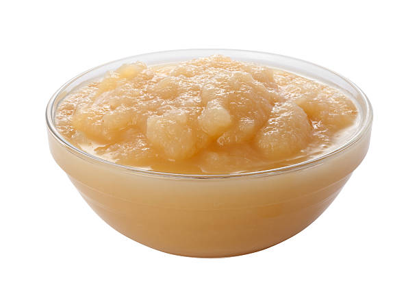Applesauce in a Glass Bowl (clipping path) stock photo