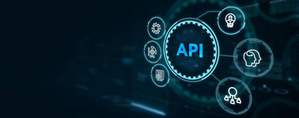 API - Application Programming Interface. Software development tool. Business, modern technology, internet and networking concept. 3d illustration stock photo