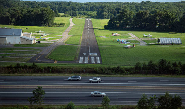 Approach to Freeway airport in Bowie, MD stock photo