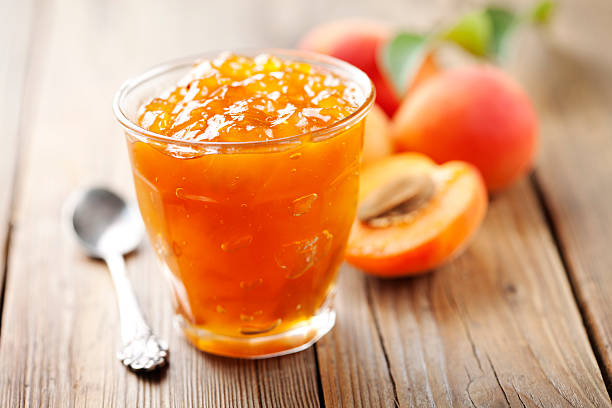 apricot jam stock photo