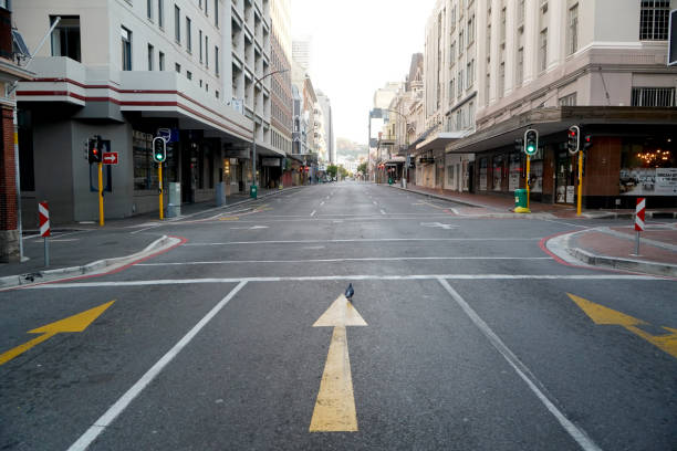 2 April 2020 - Cape Town,South Africa : Empty landmark Long Street, in the city of Cape Town during the lockdown for Covid-19 stock photo