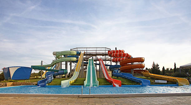 Aquapark slides stock photo