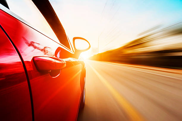 ar driving on a motorway at high speeds stock photo