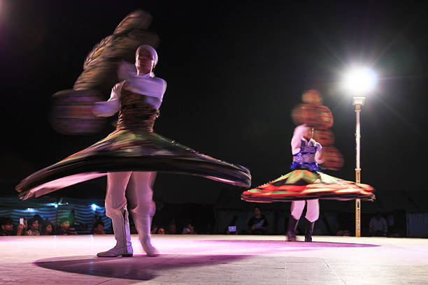 Arab dancer performing a "turning dance" stock photo
