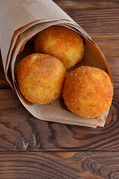 Arancini balls. Fried rice balls stock photo