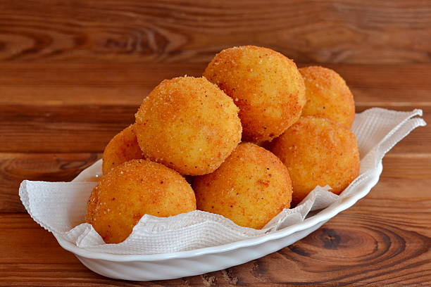 Arancini balls on a plate stock photo