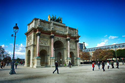 Arc de Triomphe du Carrousel next to Louvre Museum at Paris, France