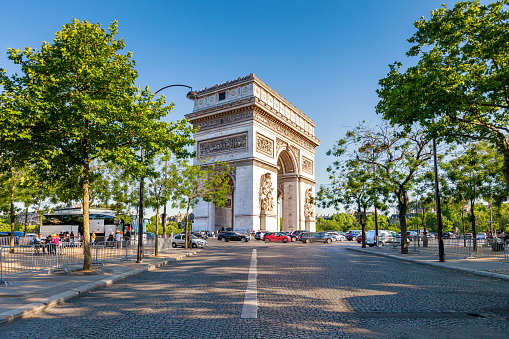 Arc de Triomphe located in Paris, France.