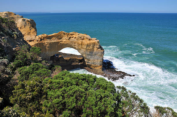 Arch rock formation on the Great Ocean Road, Victoria, Australia stock photo