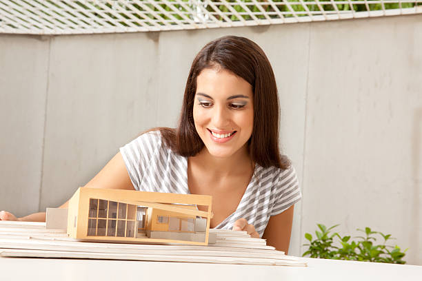 Architect with Model House stock photo
