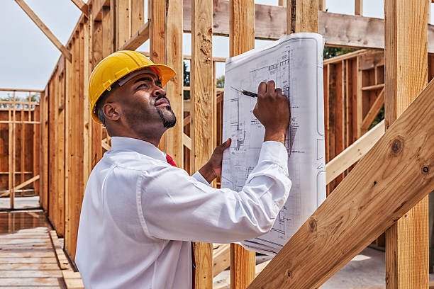 Architect with Plans stock photo