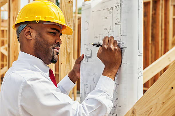 Architect with Plans stock photo