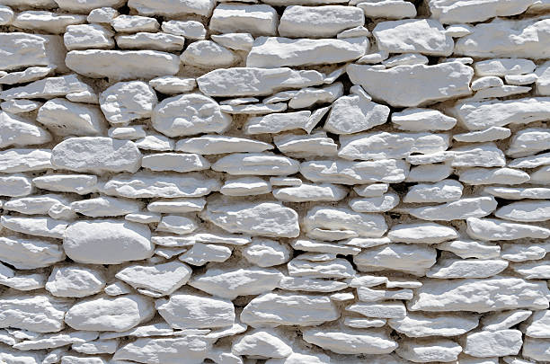 Architectural detail of a drystone wall, Kythnos island, Cyclades, Greece stock photo