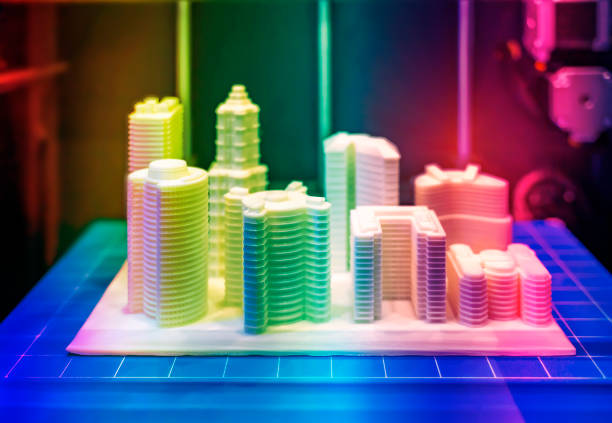 Architectural model printed in a 3D printer. 3D dimensional. stock photo