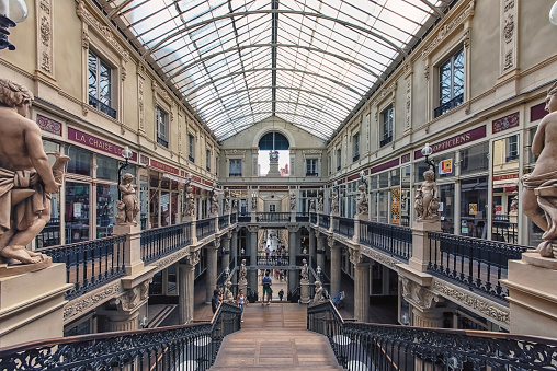 July 2019 - Nantes, France - Passage Pommeraye shopping mall in Nantes
