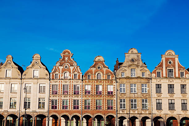 Architecture of Place des Heros in Arras stock photo