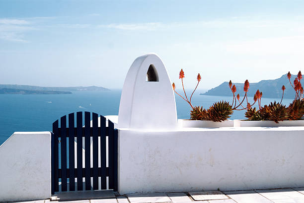 Architecture on Santorini island, Greece stock photo