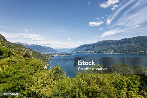 istock Areal view from Lago Maggiore, Canton Ticino, Switzerland 1186090689