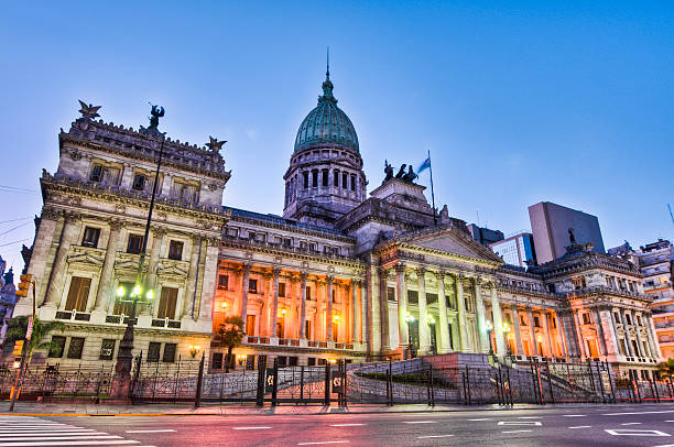 Argentina National Congress building. Argentina National Congress building facade on sunset. argentina stock pictures, royalty-free photos & images