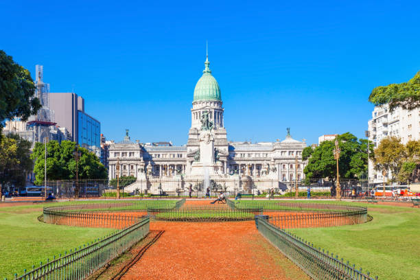 argentine national congress palace, buenos aires - argentina palacio do govern imagens e fotografias de stock