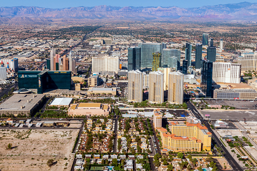 Las Vegas ,Nevada - September 18, 2012: Arial view of Vas Vegas with many hotels and casinos.Nevada,USA,Nikon D3x