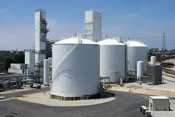 ariel view of a chemical refinery - green hydrogen bildbanksfoton och bilder