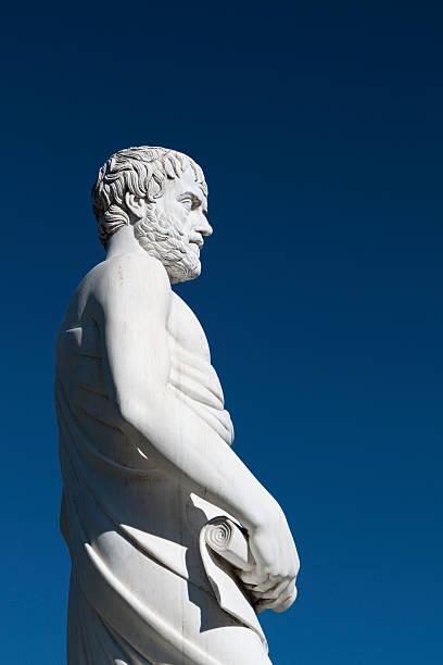 Aristotle statue located at Stageira of Greece stock photo