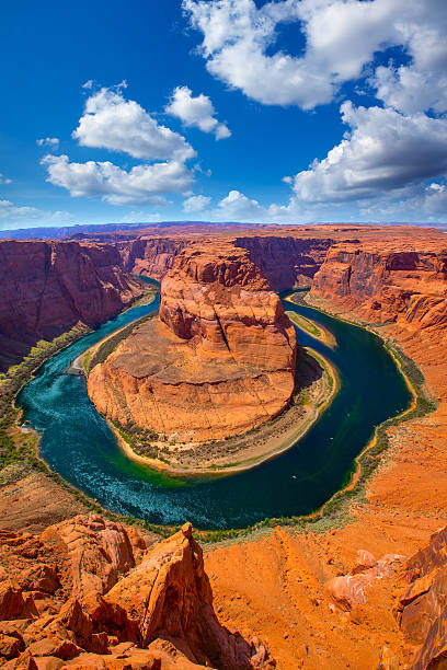 Arizona Horseshoe Bend meander of Colorado River Arizona Horseshoe Bend meander of Colorado River in Glen Canyon coconino county stock pictures, royalty-free photos & images