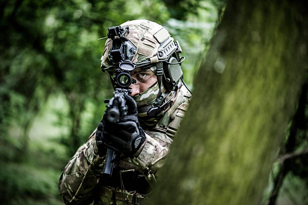 Armed forces in woods Special forces in woods militia stock pictures, royalty-free photos & images