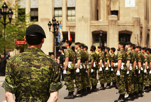 Army Discipline Soldiers, all disciplined and standing in line... militia stock pictures, royalty-free photos & images
